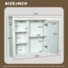 Giga wall-mounted bathroom medicine cabinet with mirror, six open shelves, adjustable interior, in white finish.