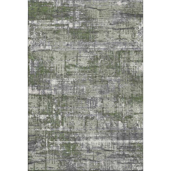 10' X 14' Geometric Washable Area Rug With UV Protection (709726) - Olive Green / Ivory / Gray