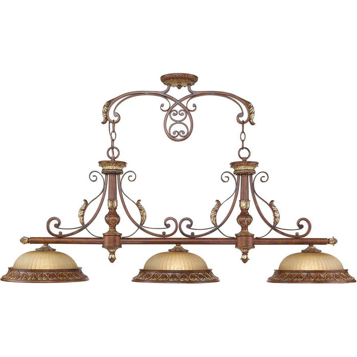 21" Three Light Metal Dimmable Chandelier With Shades - Bronze