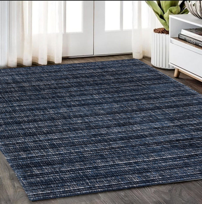5' X 8' Striped Hand Tufted Area Rug - Blue