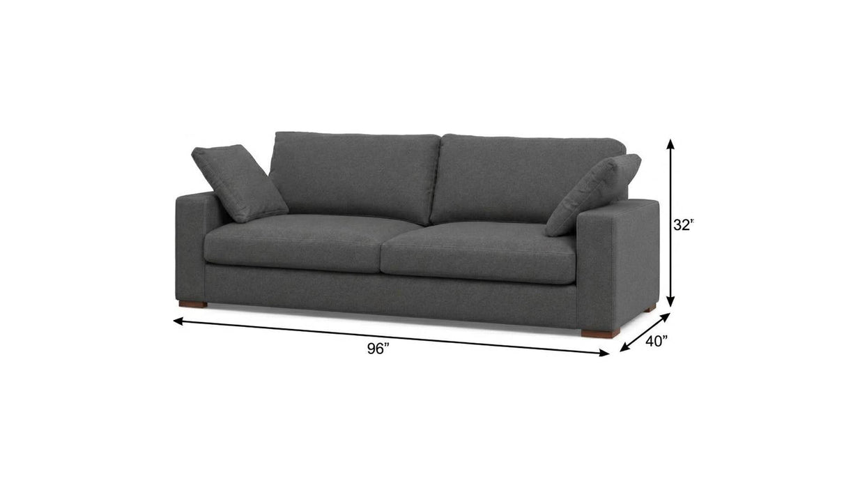 96" Fabric Sofa With Brown Legs - Gray