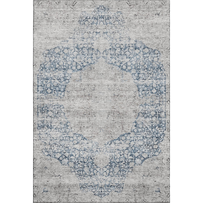 10' X 14' Medallion Washable Area Rug With UV Protection (686759) - Blue / Beige