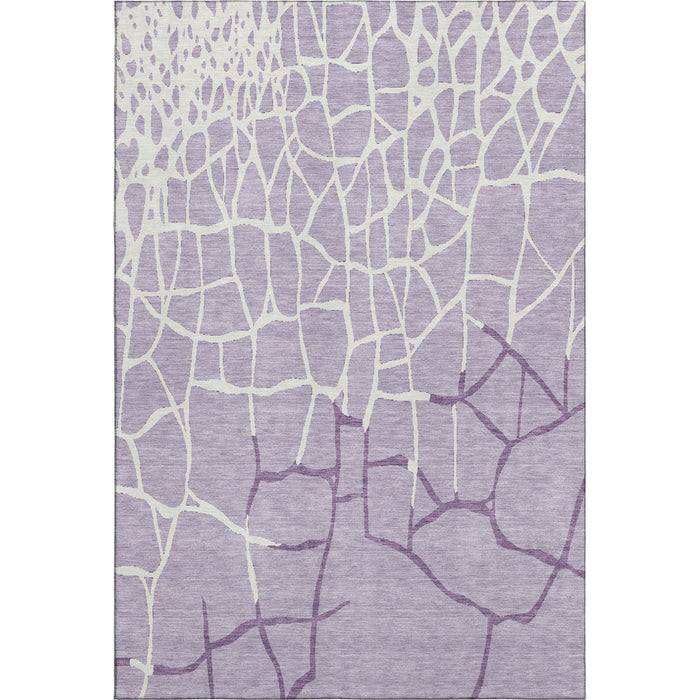10' X 14' Abstract Geometric Washable Area Rug With UV Protection (682295) - Lavender / Ivory