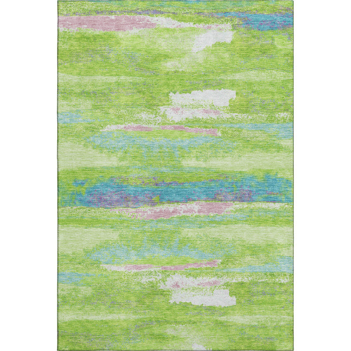 10' X 14' Abstract Washable Area Rug With UV Protection (675024) - Lime Green / Blue / Pink