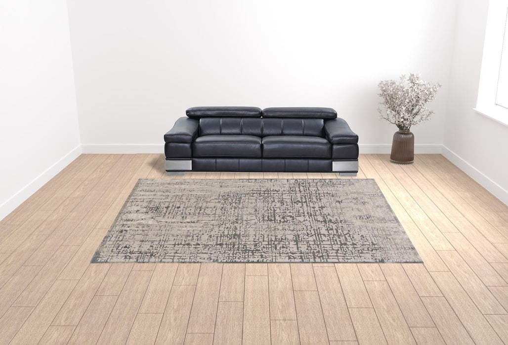 10' x 13.2' Abstract Stain Resistant Area Rug - Gray And Ivory
