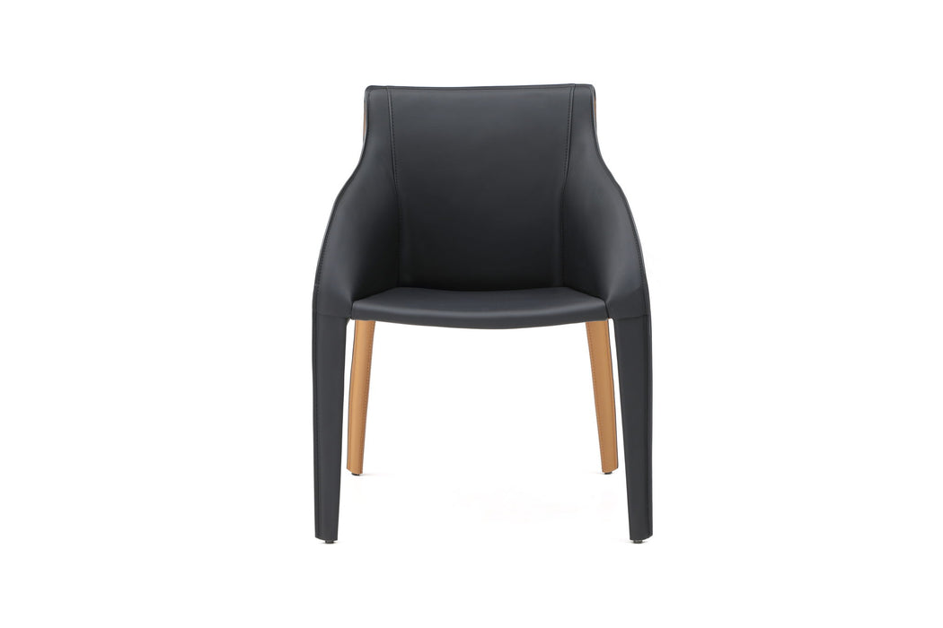 Faux Leather Dining Arm Chair - Black / Brown