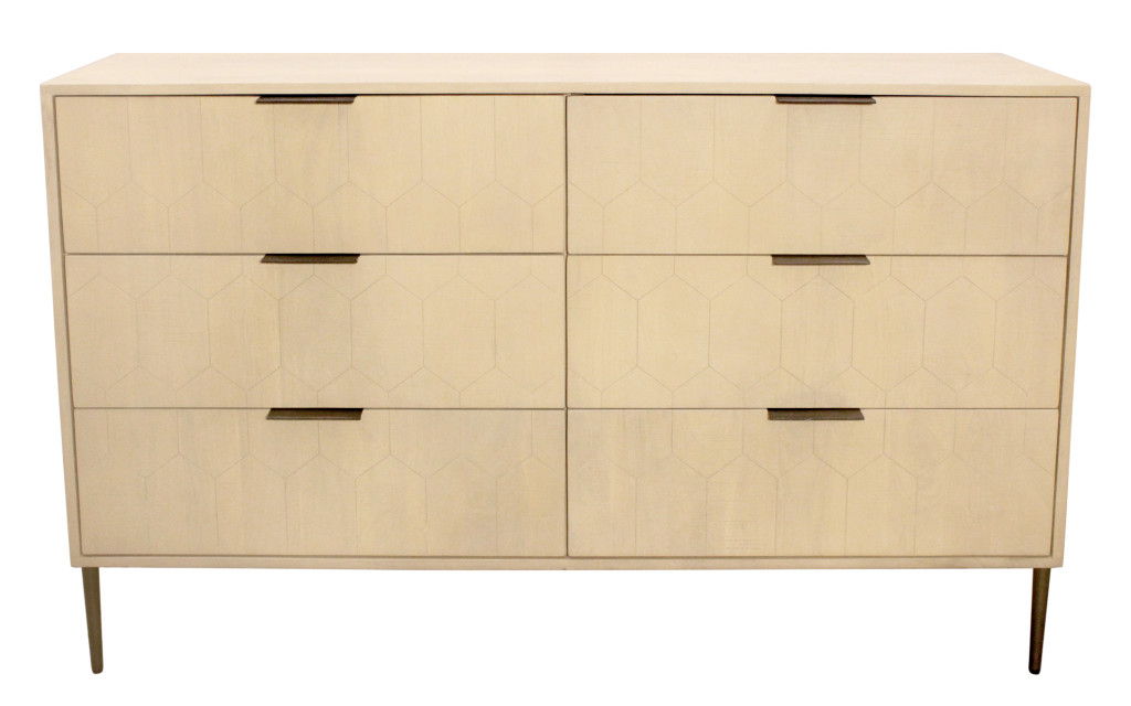 56" Solid Wood Six Drawer Dresser - Natural