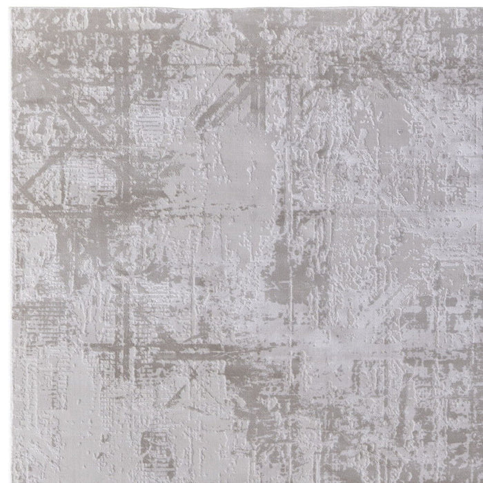 10' x 13.2' Abstract Power Loom Worn Faded Area Rug - Taupe And Ivory