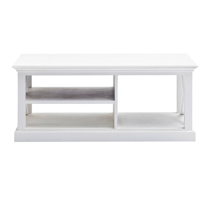 Solid Wood And Solid And Manufactured Wood Coffee Table With Three Shelves - White