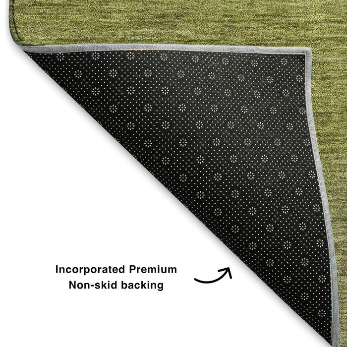 10' X 14' Striped Washable Area Rug With UV Protection (699526) - Artichoke Green / Fern Green
