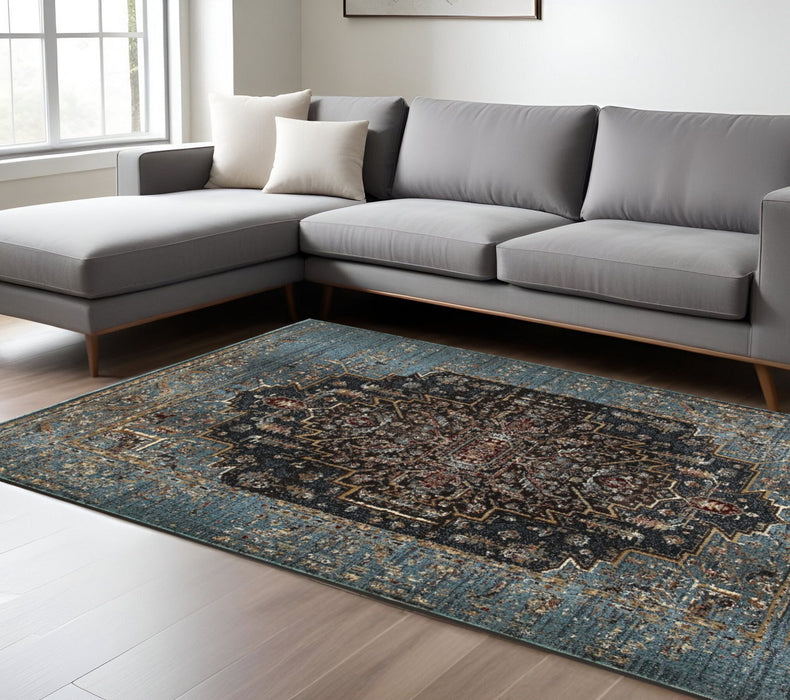 10' X 13' Medallion Area Rug - Blue And Navy