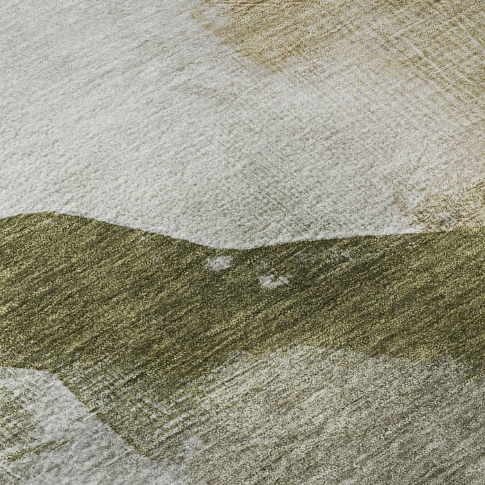 10' X 14' Abstract Washable Area Rug With UV Protection (715675) - Green / Ivory