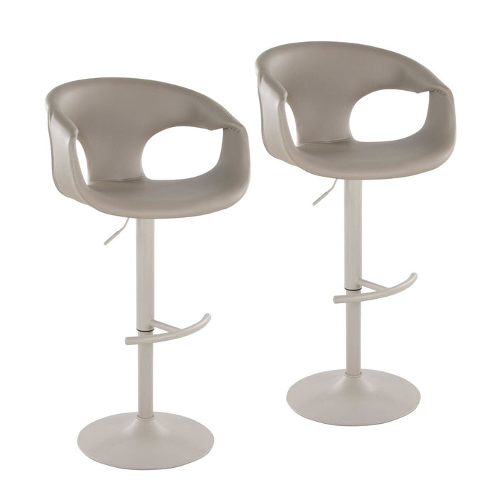 Curvo - Adjustable Barstool With Rounded T Footrest (Set of 2) - Pearl Gray Metal