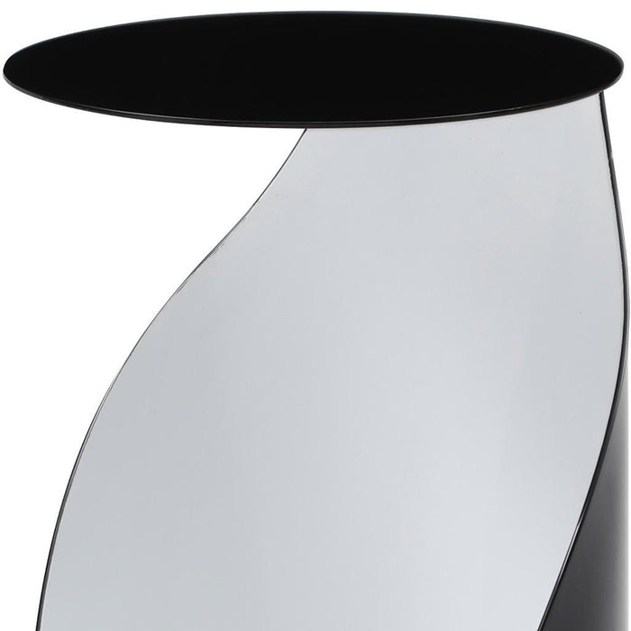 Steel Round Pedestal End Table (719932) - Black / White