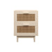 Giga antique natural rattan accent nightstand with two drawers and storage space for bedroom organization.