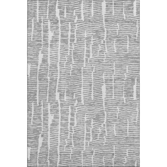 10' X 14' Vermicular Washable Area Rug With UV Protection - Gray And Ivory