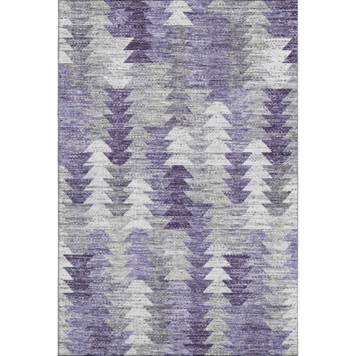 10' X 14' Geometric Washable Area Rug With UV Protection (653140) - Purple / Ivory / Gray