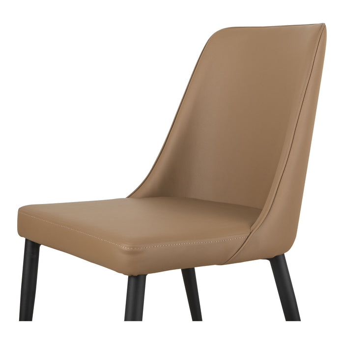 Upholstered Faux Leather Dining Side Chairs (Set of 2) - Tan / Black