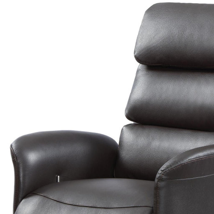 Tufted Genuine Leather Power Swivel Recliner (730550) - Brown