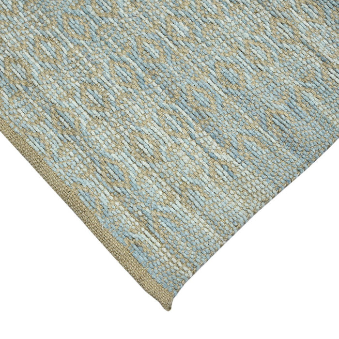 8' x 10' Geometric Flatweave Handmade Area Rug - Light Blue And Tan