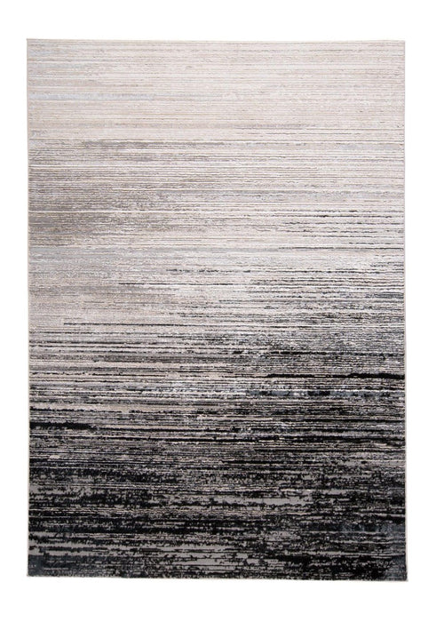7' x 10' Gray Abstract Stain Resistant Area Rug - Black And Dark