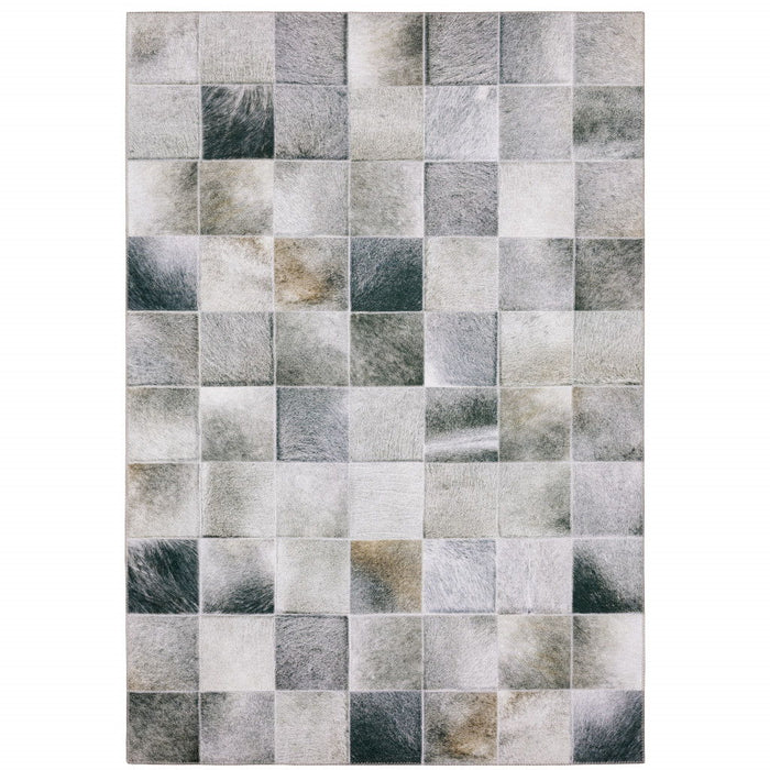 9' x 12' Geometric Power Loom Stain Resistant Area Rug - Gray Charcoal Brown And Beige