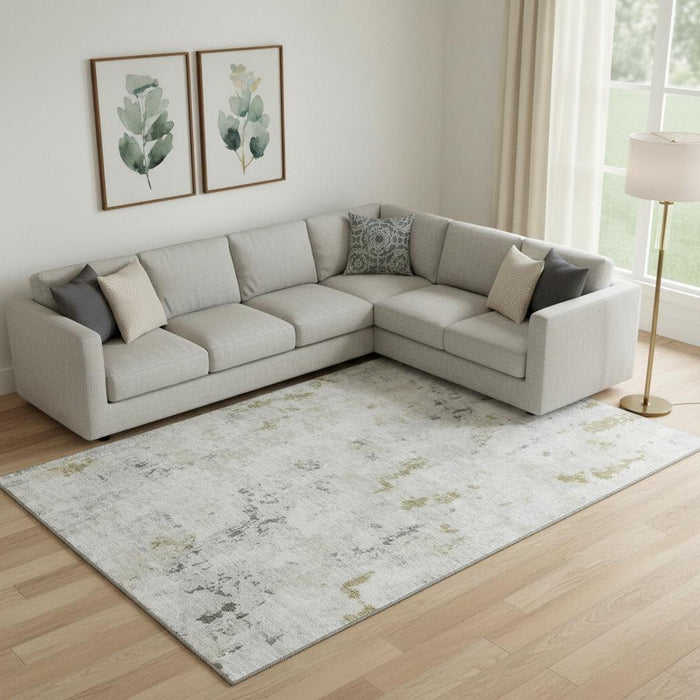 10' X 14' Abstract Washable Area Rug With UV Protection (700229) - Linen / Beige / Gray