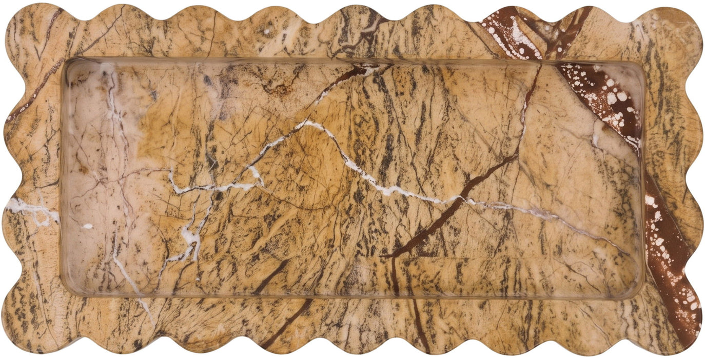 Marble tray in brown with a smooth surface, designed by Meridian Furniture, ideal for serving or decorative use.