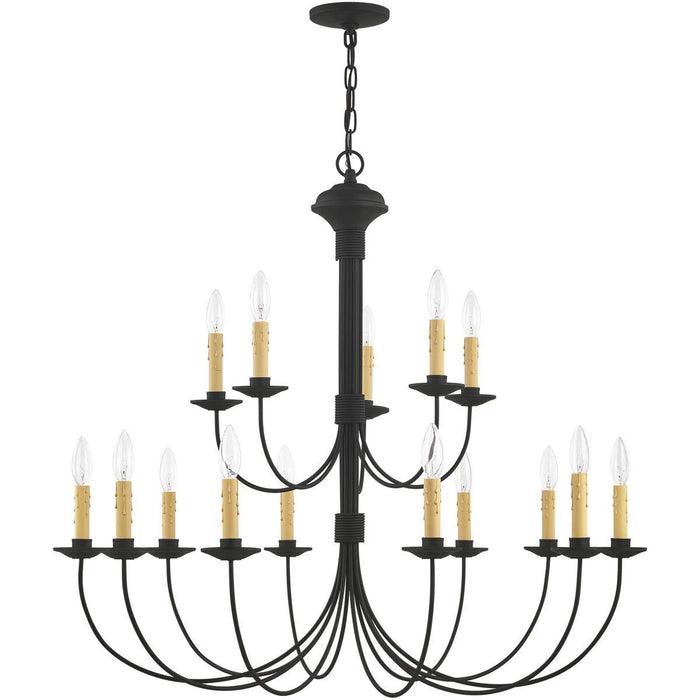 33" Multi Light Dimmable Chandelier With Shades - Black