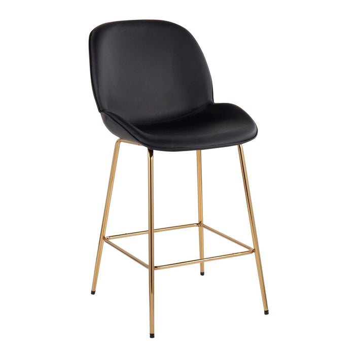 Diva - Counter Stool - Gold Steel And Black Faux Leather (Set of 2)