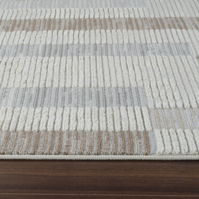 8' x 11' Abstract Distressed Area Rug - Beige And Brown