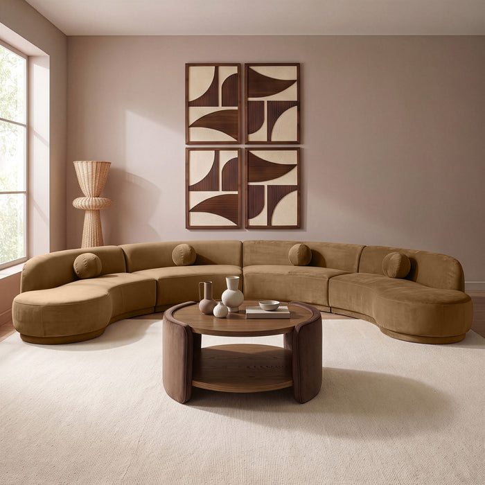 Meridian Furniture Avra velvet performance fabric upholstered sectional sofa, 189-inch stationary sectional with plush cushions.