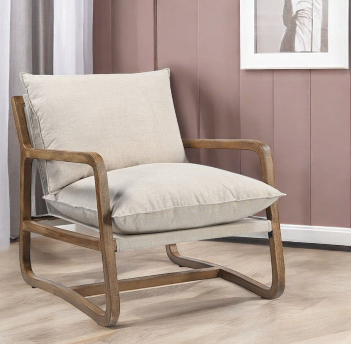 30" Mid-Century Linen Arm Chair - Brown
