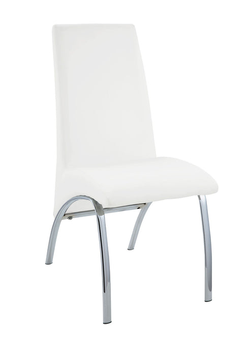 Upholstered Faux Leather Dining Side Chair (Set of 2) - White / Silver