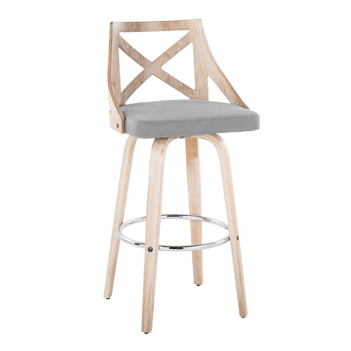 Charlotte - 30" Fixed-Height Barstool (Set of 2) - Gray And Light Gray