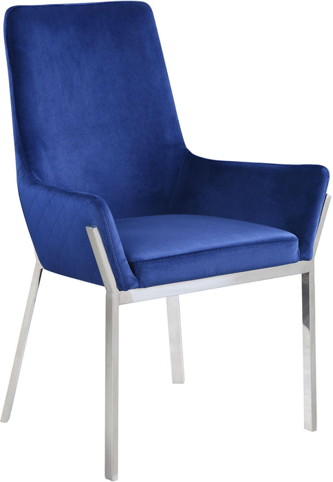 Upholstered Velvet Dining Side Chairs (Set of 2) - Blue / Silver