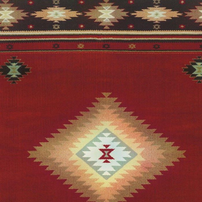 8' x 11' Ikat Pattern Area Rug - Red And Beige