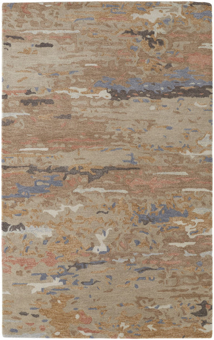 10' x 14' Wool Abstract Tufted Handmade Stain Resistant Area Rug - Tan And Blue