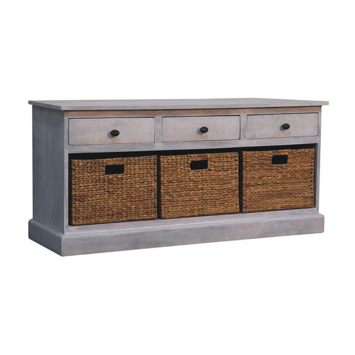 22" Distressed Solid Wood Accent Cabinet With Three Drawers - White