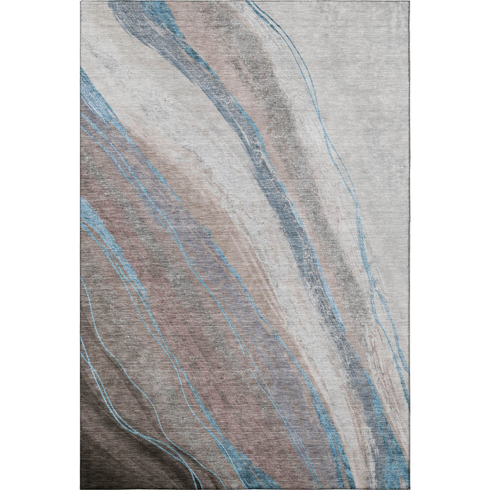 10' X 14' Abstract Washable Area Rug With UV Protection (715483) - Brown / Blue