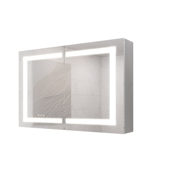 Giga medicine cabinet with LED vanity mirror, anti-fog, waterproof, dimmable touch switch, modern bathroom storage solution