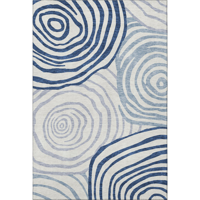 10' X 14' Abstract Polyester Washable Area Rug With UV Protection - Blue And Ivory