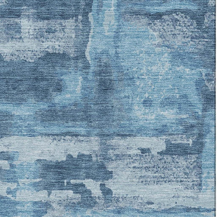 10' X 14' Abstract Washable Area Rug With UV Protection (714649) - Denim Blue / Sky Blue