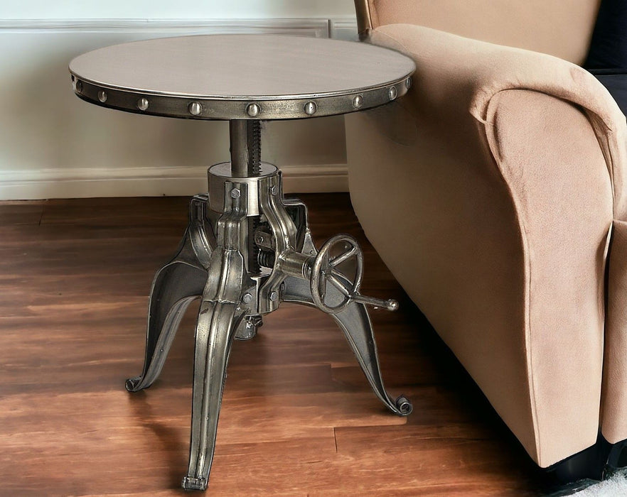 Metal And Iron Round End Table - Silver