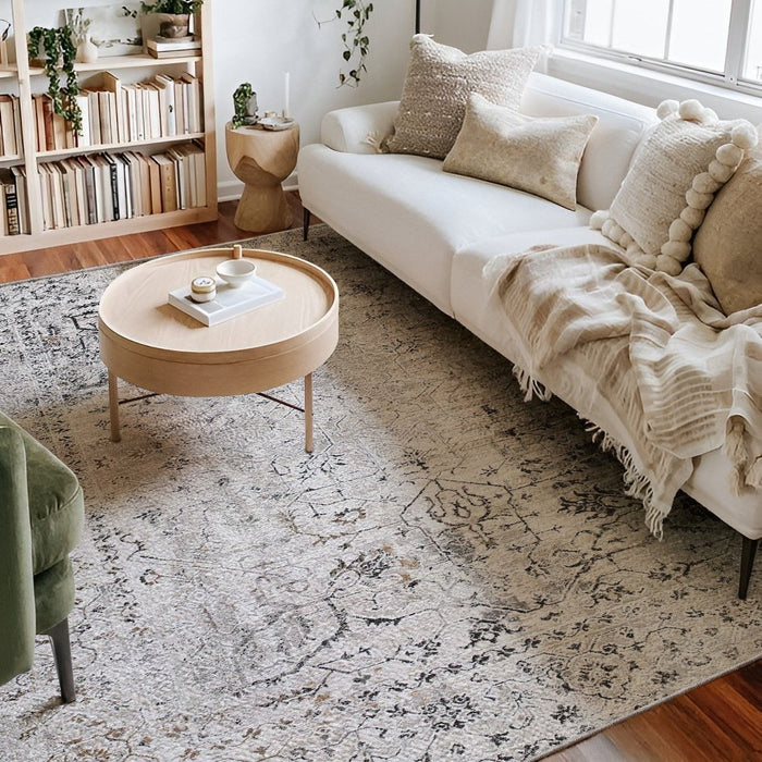 20' Oriental Washable Non Skid Runner Rug - Gray And Ivory