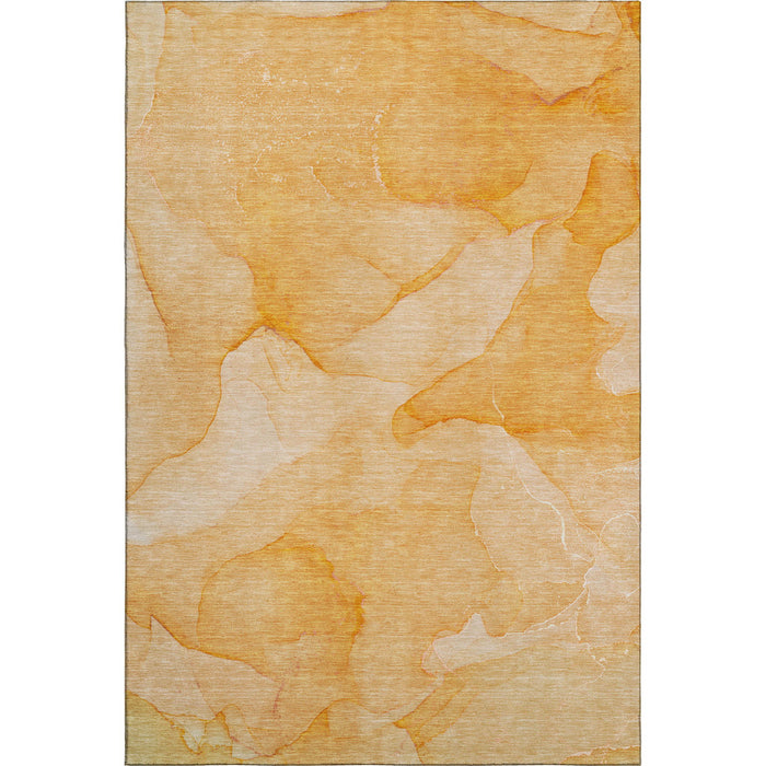 3' X 5' Abstract Washable Area Rug With UV Protection (646943) - Orange / Ivory