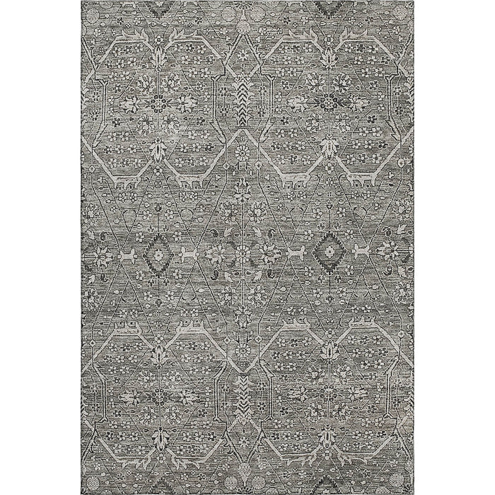10' X 14' Floral Washable Area Rug With UV Protection (691746) - Pewter / Gray / Silver