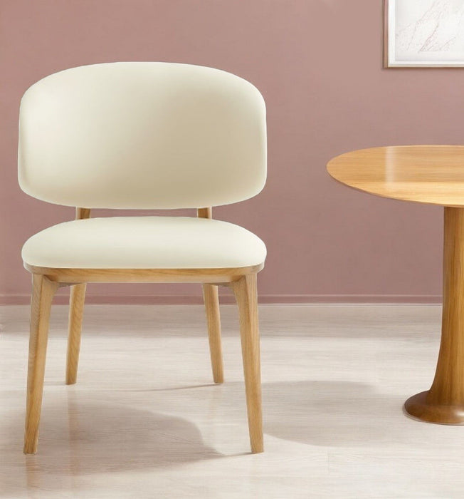Upholstered Fabric Wing Back Dining Side Chair - Cream