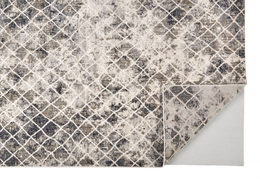 10.2' x 13.8' Abstract Stain Resistant Area Rug - Ivory Gray And Taupe