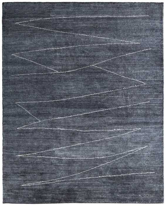 8' X 10' Abstract Hand Knotted Distressed Area Rug - Gray / Ivory